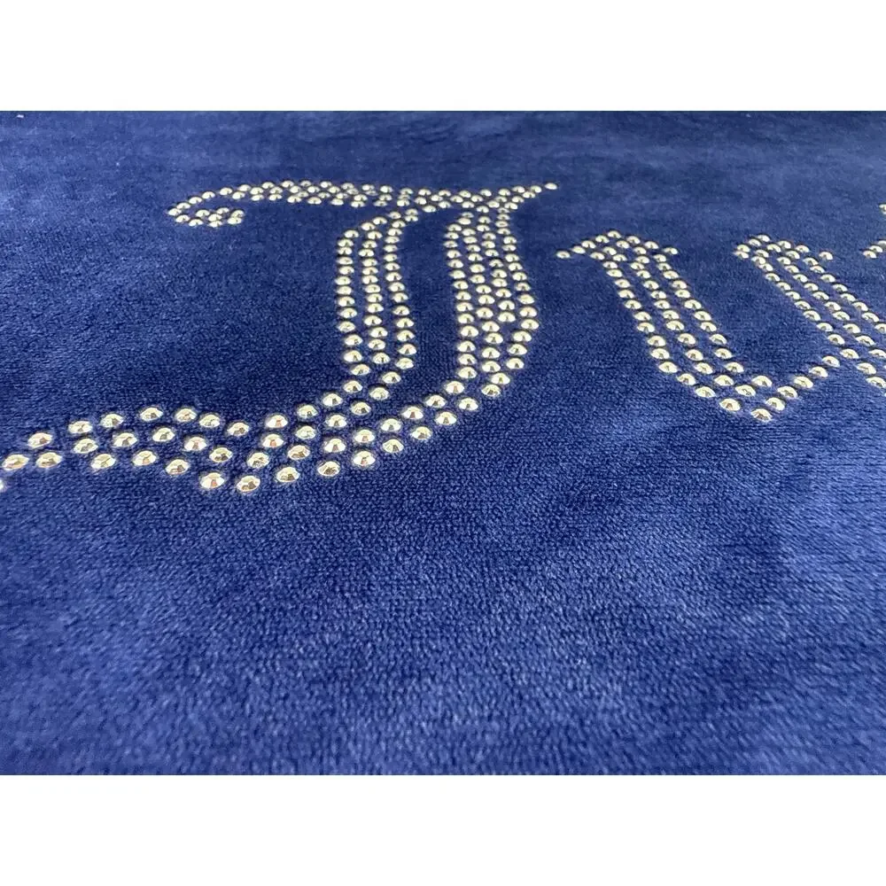 Juicy Couture Velour Top Navy Blue Bling Logo Long Sleeve Womens Large